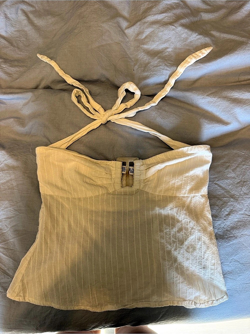 Princess Polly Striped Crop Top in White Size XS/2